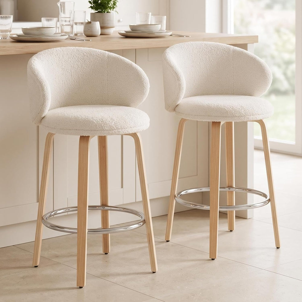 LukeAlon 26" Bar Stools Set of 2, White