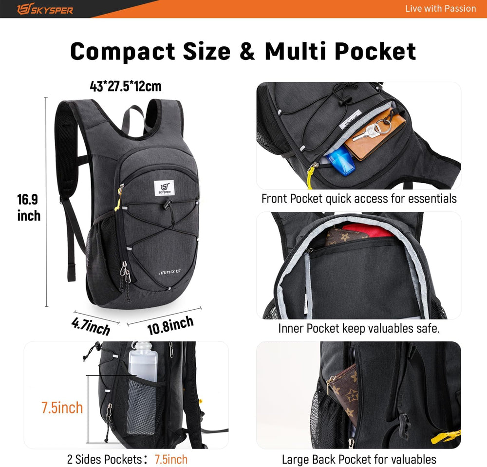 SKYSPER 15L/20L Foldable Hiking Backpack Lightweight Packable Travel Daypack ...