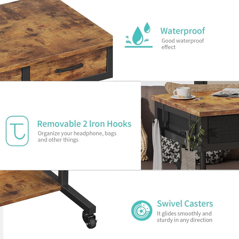 Small Portable Standing Rolling Desk - 32 Inch Adjustable Mobile Stand Up Tea...