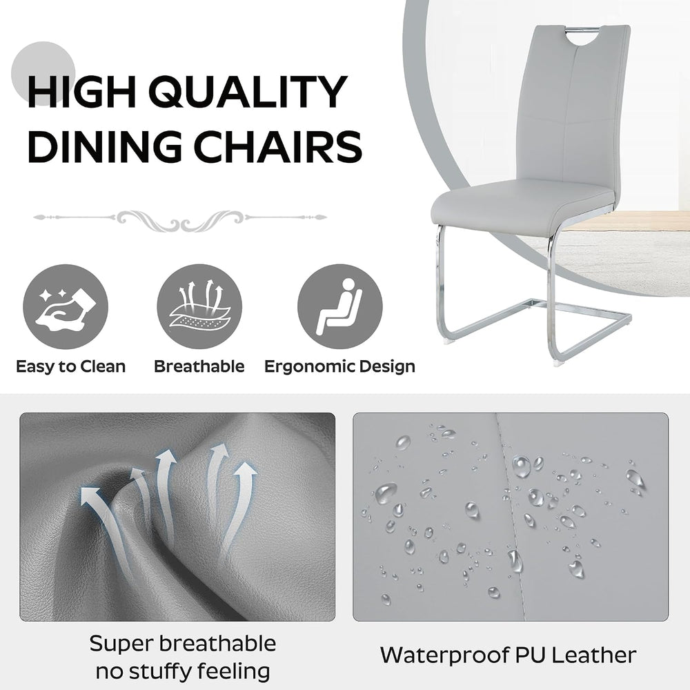 Modern Dining Chairs Set of 4 PU Faux Leather High Back Upholstered Chairs wi...