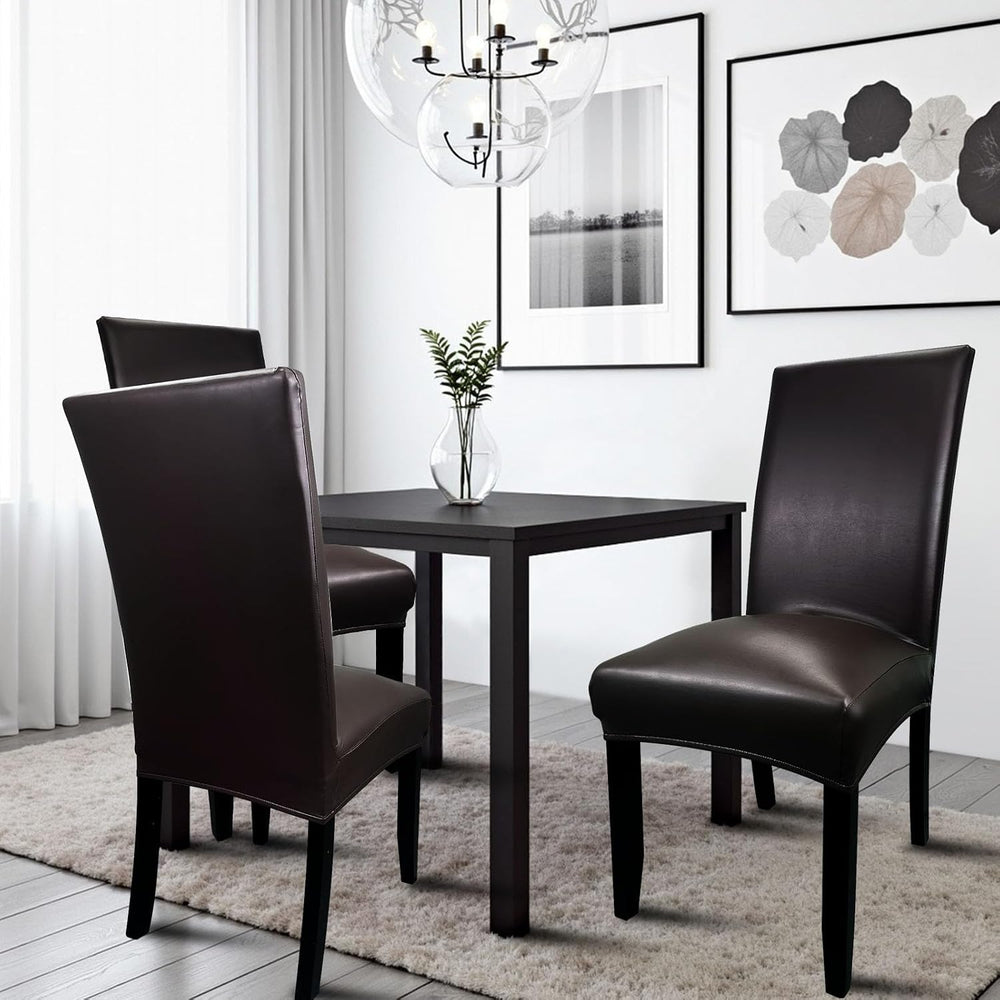 Pu Leather Dining Chair Covers set of 4, Waterproof Kitchen Chair Covers for ...