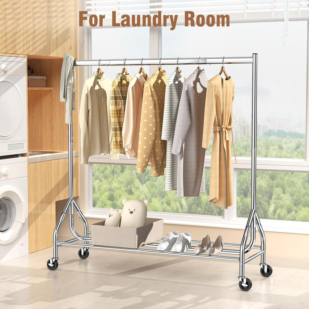 EAGMAK Heavy Duty Clothes Rack Load 420 LBS, Rolling Garment Rack with Lockab...