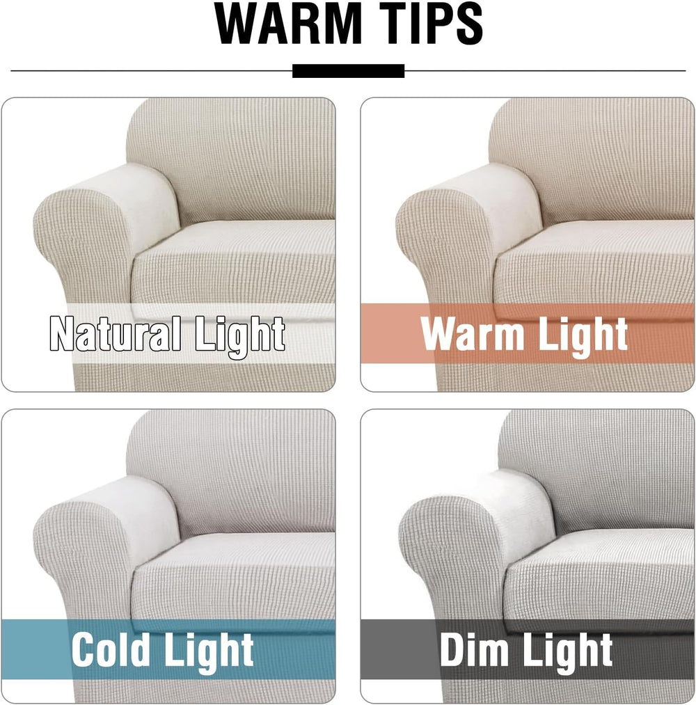 H.VERSAILTEX 3 Piece Stretch Sofa Covers for 2 Cushion Loveseat Couch Covers ...