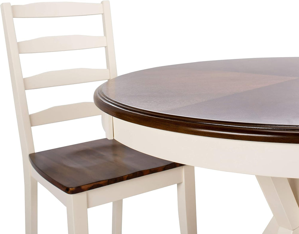 SAFAVIEH Shay Wood Dining Table, Farmhouse White/Natural Acacia DNS9205A