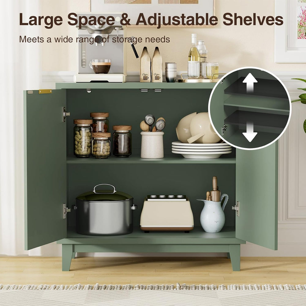 Fluted Cabinet with Storage, Mid Century Modern 2 Doors Sideboard Buffet