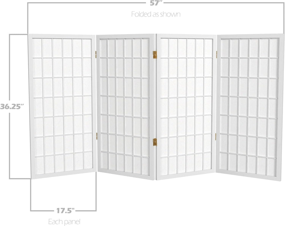 3 ft. Short Window Pane Shoji Screen - White - 4 Panels