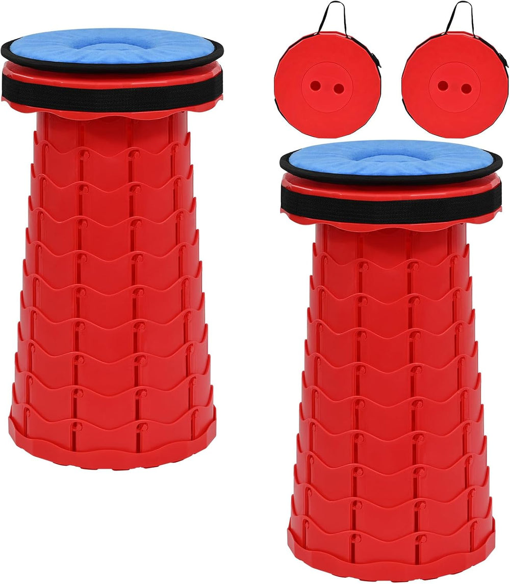 Portable Collapsible Stool 2 Pack with Cushion, 400 lbs, Red