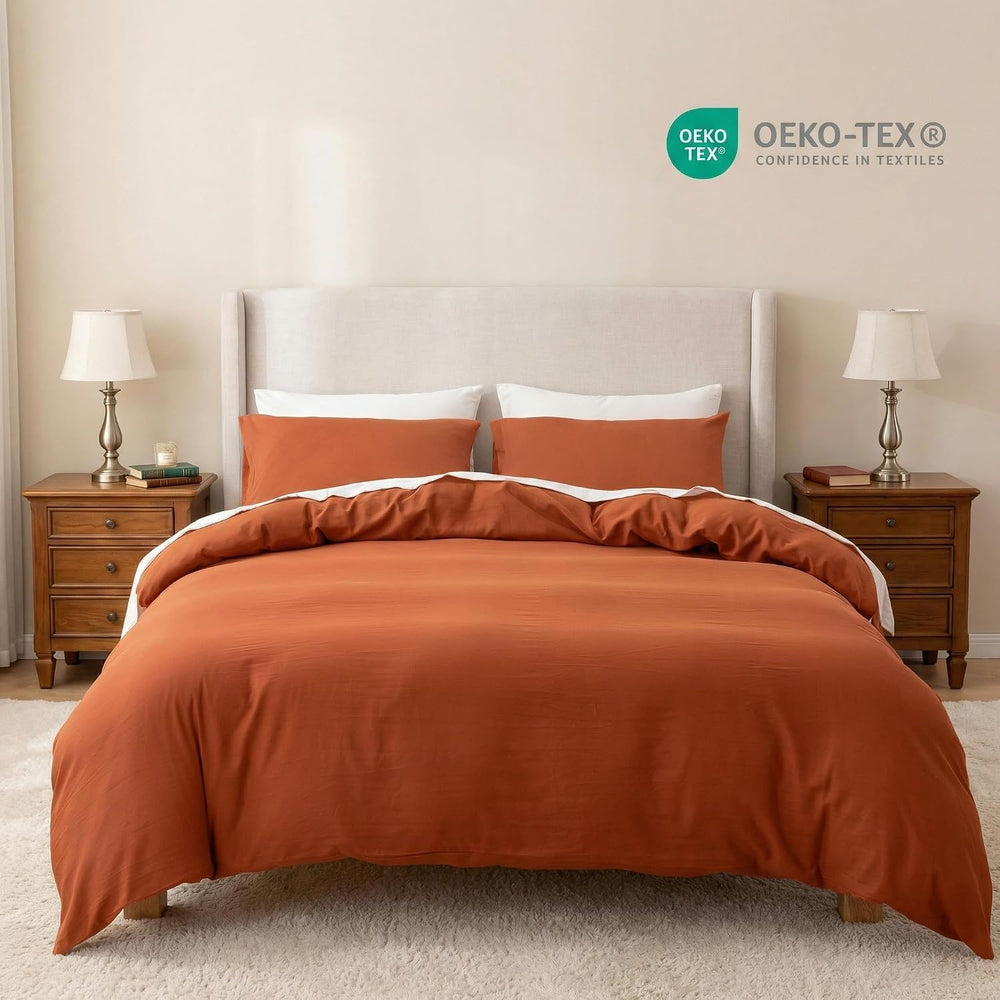 HeimenAogo Egyptian Cotton Duvet Cover Set King, Ultra Soft and Breathable Co...