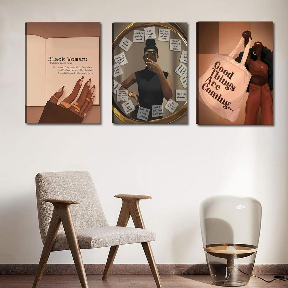 Black Girl Spiritual Wall Art, African American Woman Motivational Wall Decor...