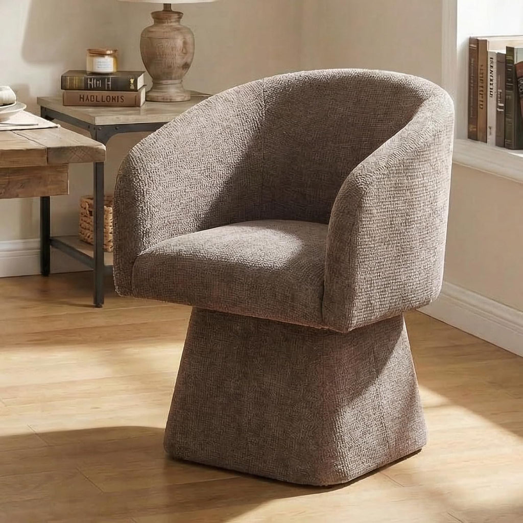 VKNOW Upholstered Swivel Dining Chairs Set of 2 with Barrel Back and Arm