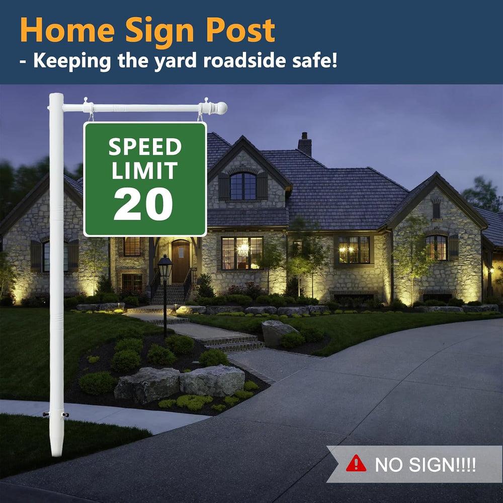 7 FT Real Estate Sign Post - Heavy Duty Metal Yard Sign Holder with Adjustabl...