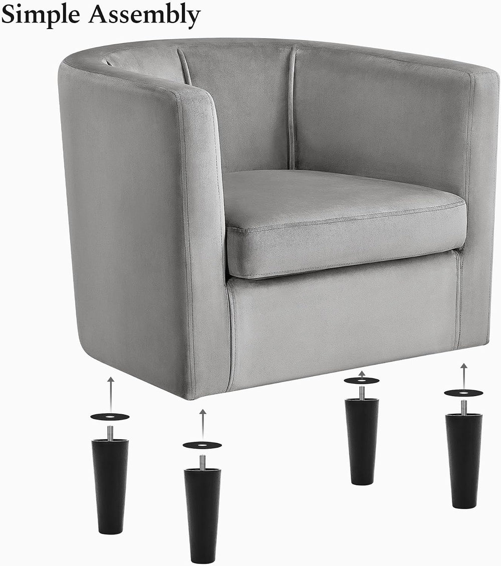 Yaheetech Barrel Accent Chairs Set of 2, Modern Armchairs, Gray