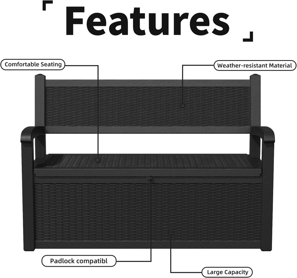 EasyUp 100 Gallon Outdoor Storage Bench Lockable Deck Box Outdoor Storage Box...