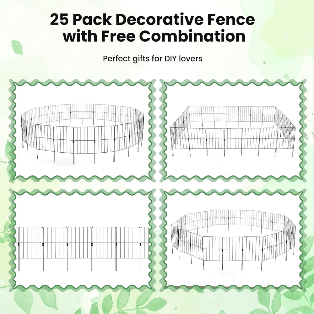 GIANTEX 25 Panels Decorative Metal Garden Fence, 27 FT, No Dig