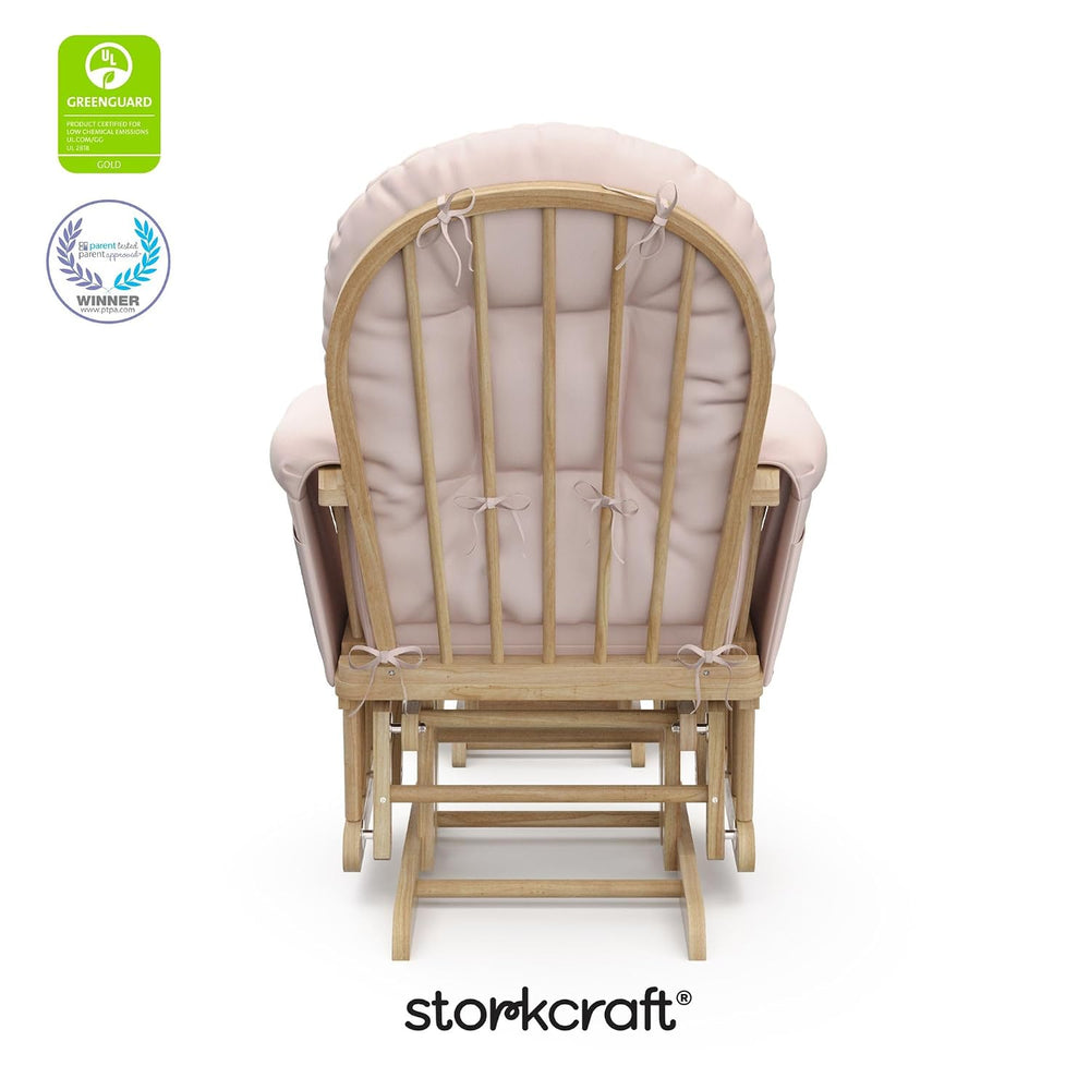Storkcraft Premium Hoop Glider & Ottoman, Natural/Pink