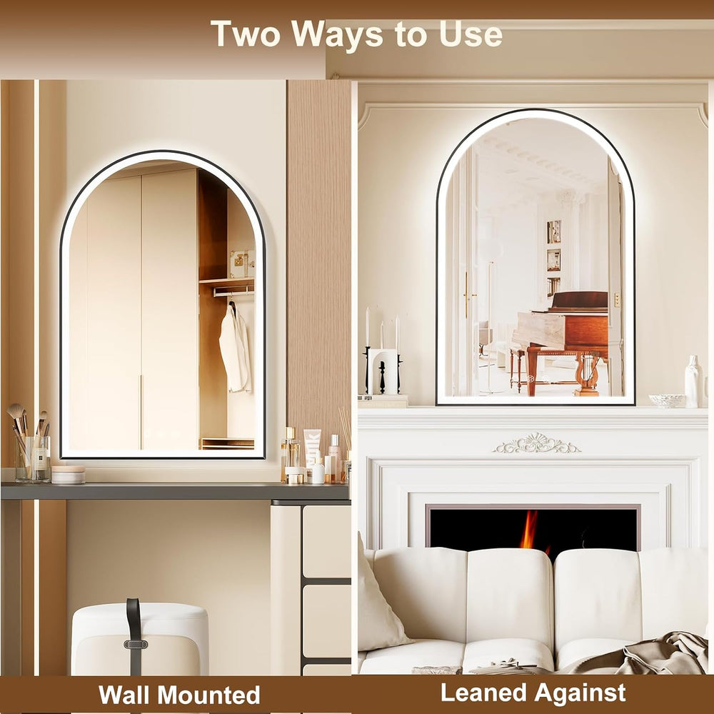 24"x36" Arched LED Lighted Bathroom Mirror with Lights