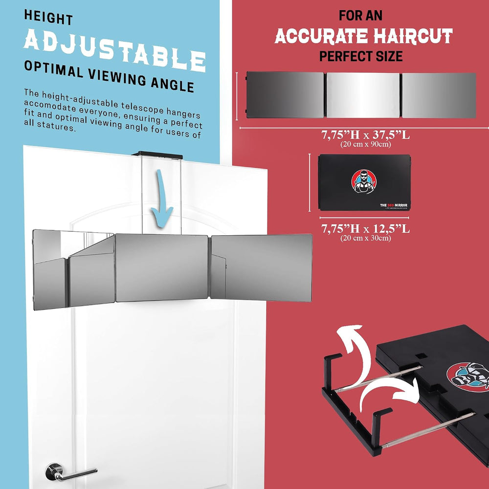 The 360 Mirror Trifold Barber 3 Way Mirror for Self Hair Cutting System