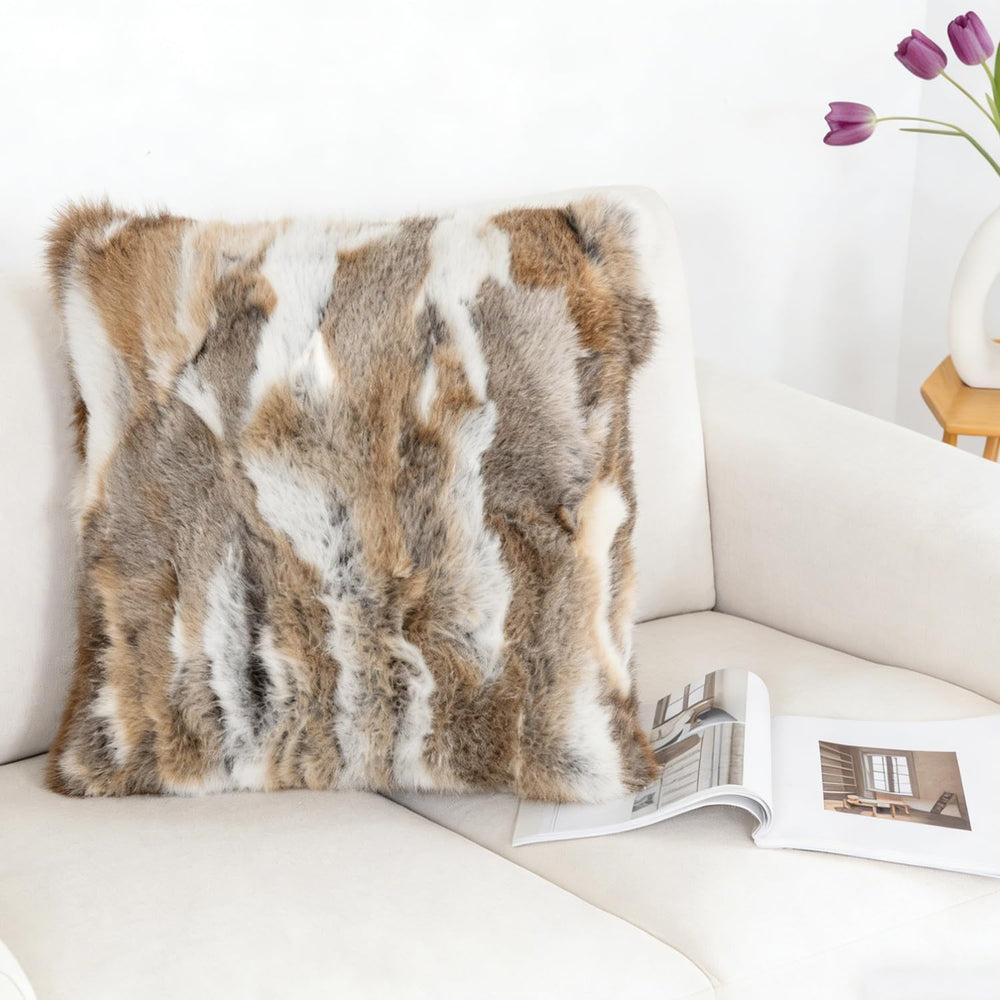 Rabbit Fur Throw Pillow Covers, 20x20 in Decorative Pillowcase