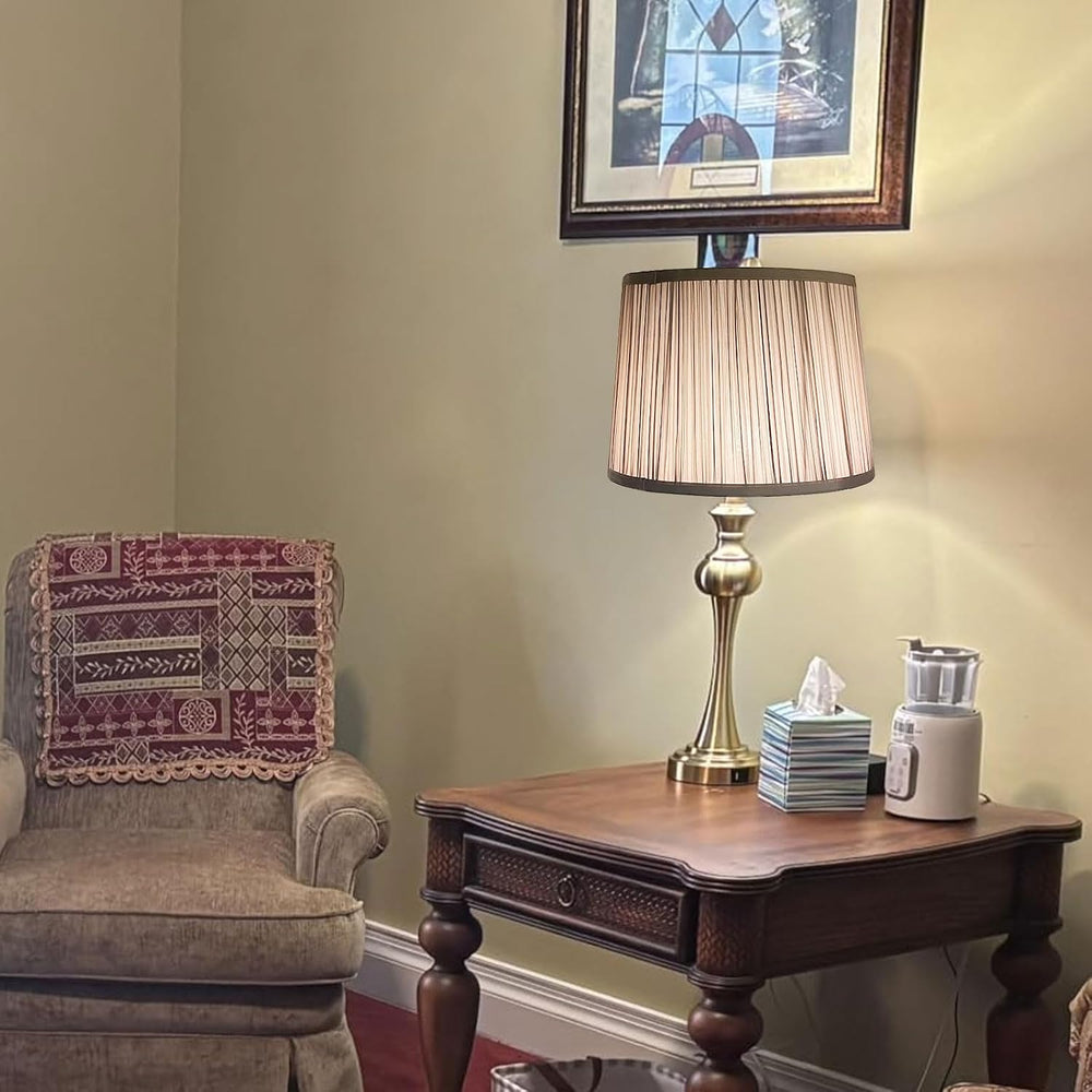 Drum lamp shades, 12" top x 14" bottom x 9.5" high Beige lamps...