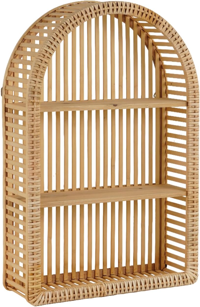 3 Tier Arched Rattan Wall Shelf