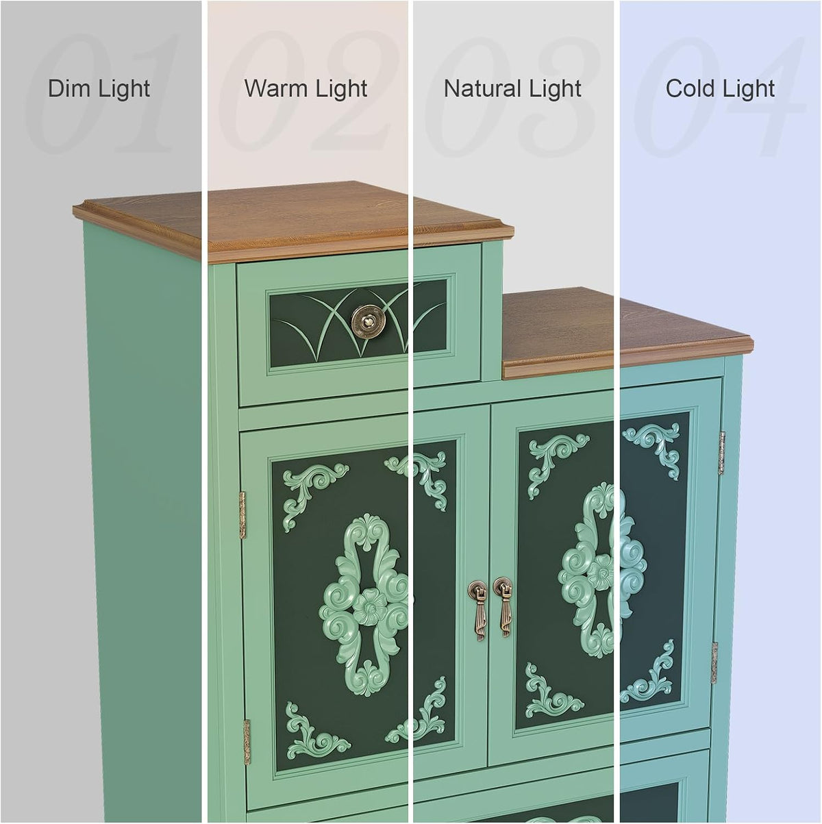 JOINICE Vintage Accent Cabinet with Doors,Entryway,Hallway,Sage Green
