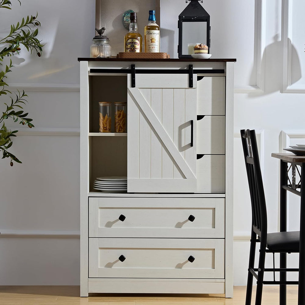 BOSHIRO White Dresser for Bedroom with 5 Drawers, 48" Tall w/Sliding Bar...