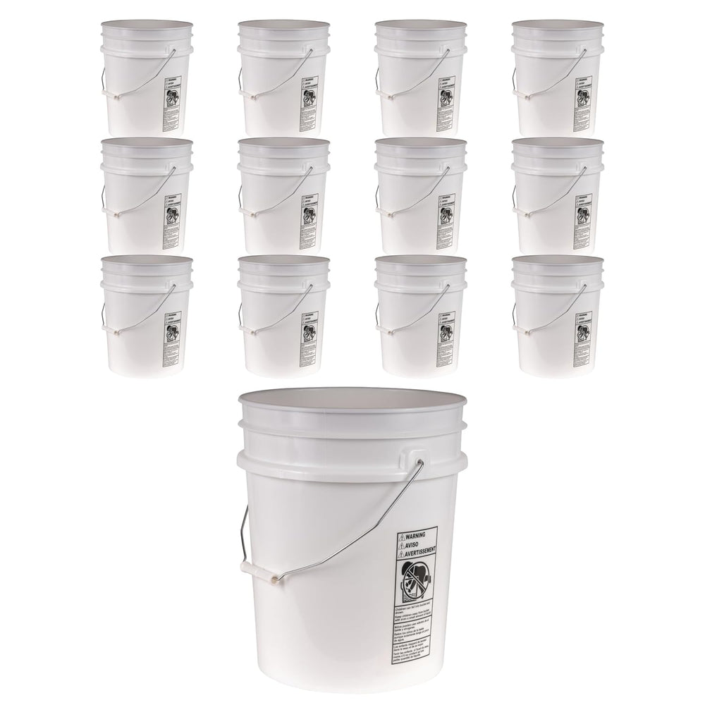ATERET 5 Gallon Bucket Only - Durable 90 Mil All Purpose Pail - White Bucket ...