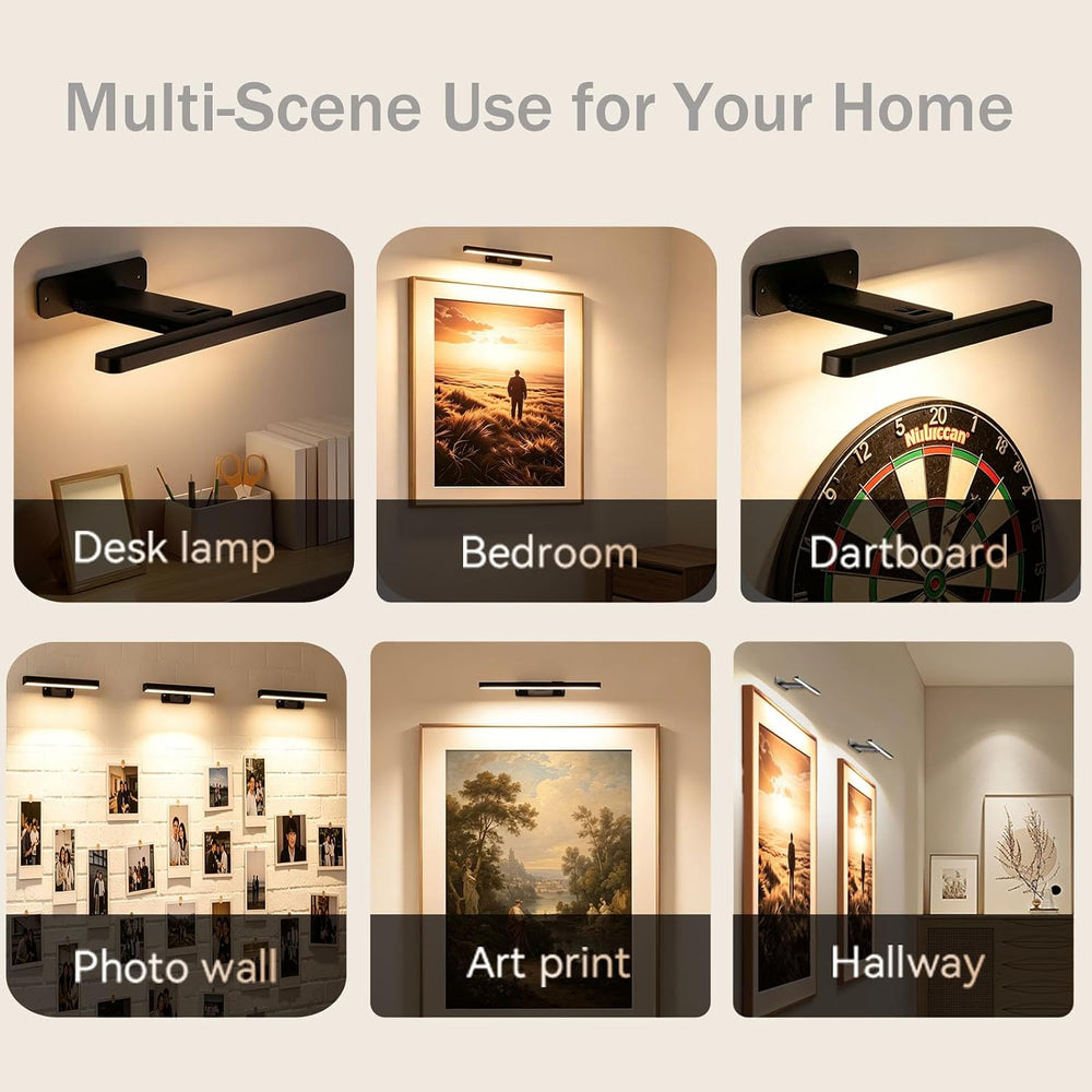 2 Pack 10000mAh Rechargeable Detachable Wall Picture Light, Black