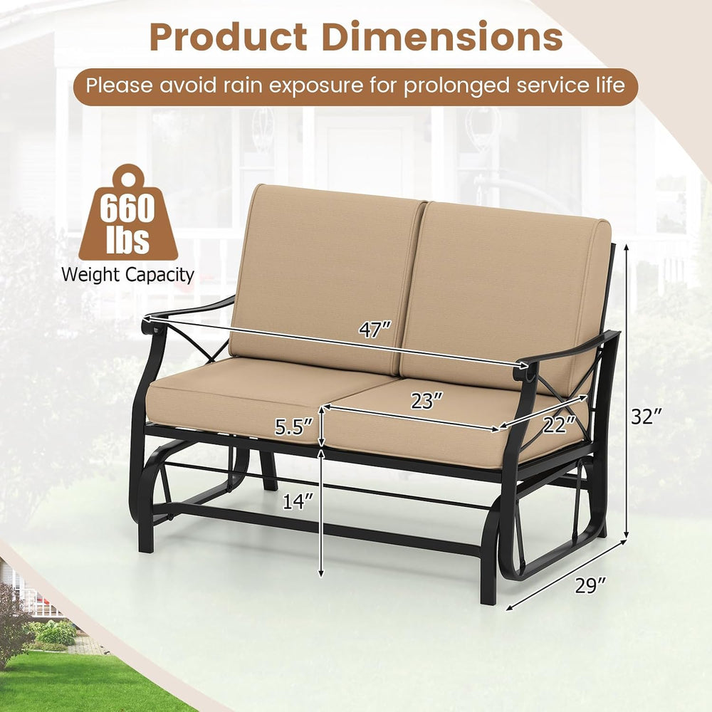 GIANTEX 2-Person Outdoor Glider, Rocking Chair Loveseat with Detachable Thick...