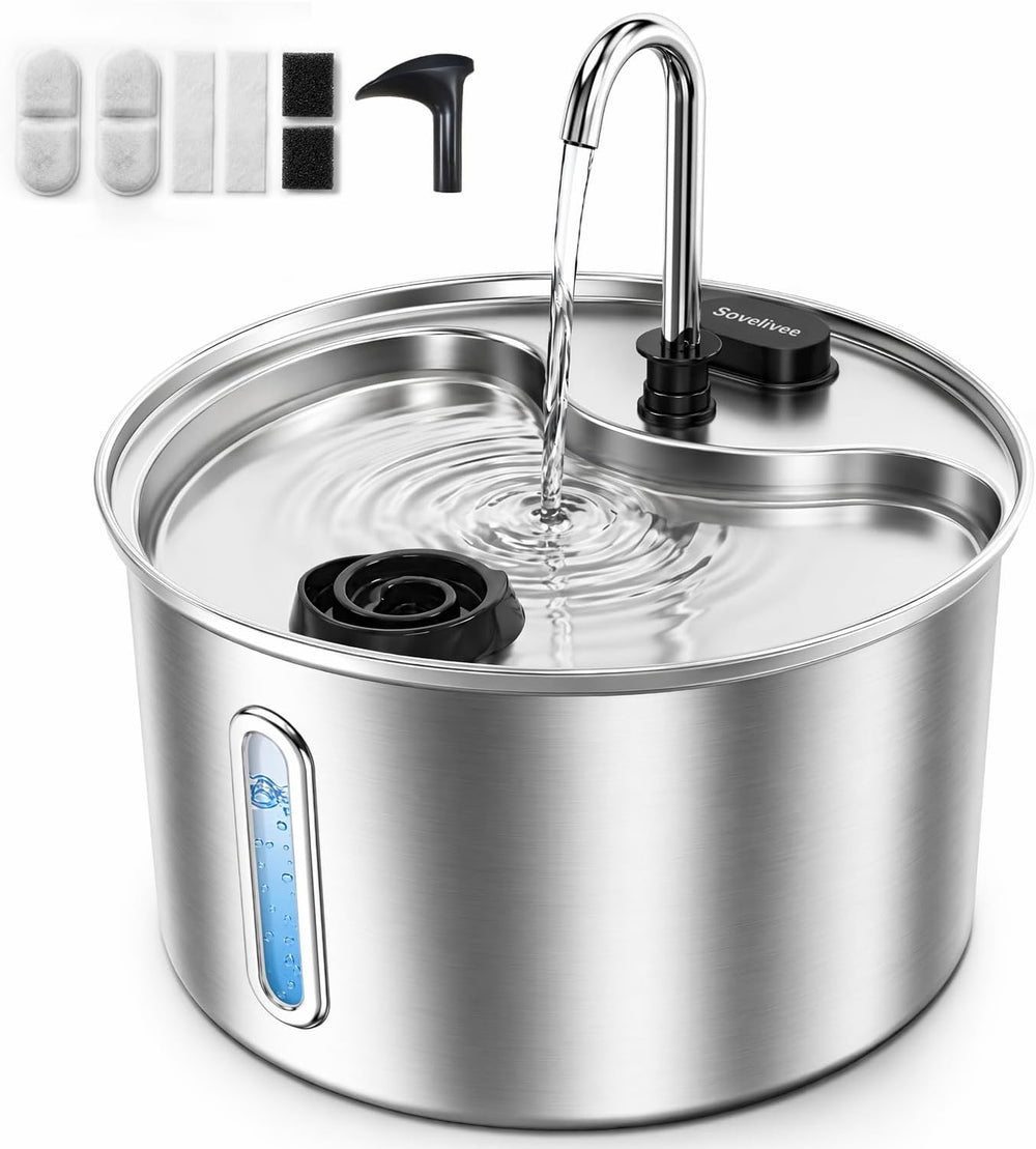 Cat Water Fountain, 118oz/3.5L Stainless Steel Cat Fountain with Ultra-Quiet ...