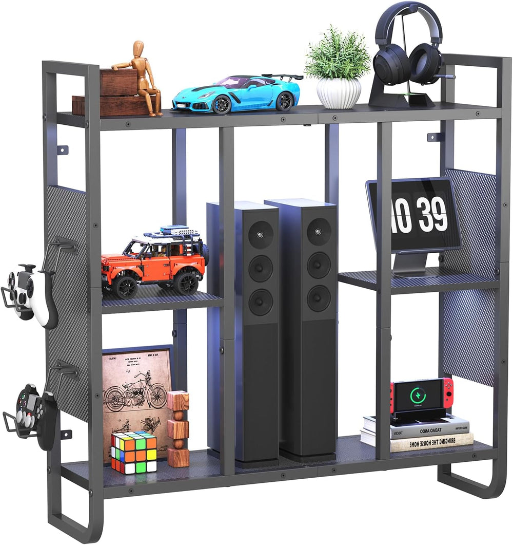 MAHANCRIS Gaming Floating Shelf with LED Lights, Wall Display Shelf