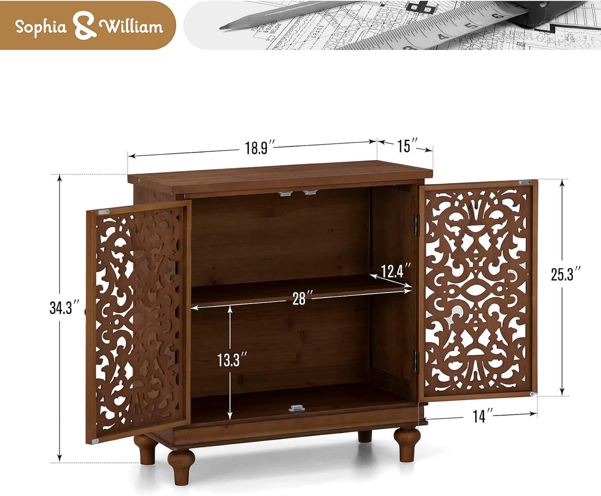 Sophia & William Entryway Buffet Cabinet with Storage, Brown Accent Cabinet