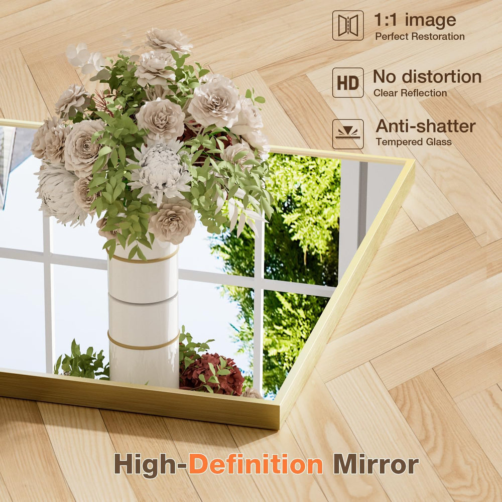 MZON 16" x 24" Brushed Gold Bathroom Vanity Mirror, Mirror for Over...