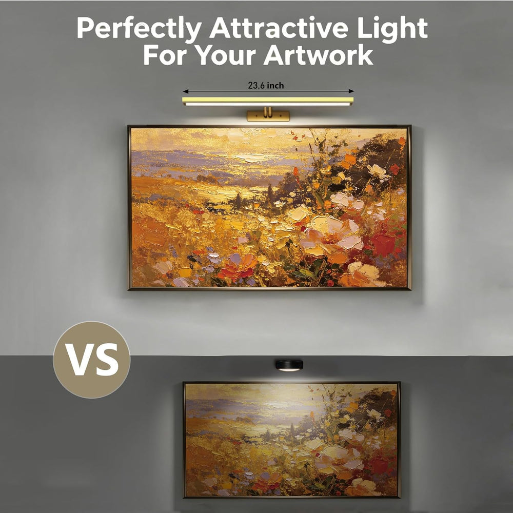 24" Wireless Picture Light, Dimmable Rechargeable Wall Light for Artwork