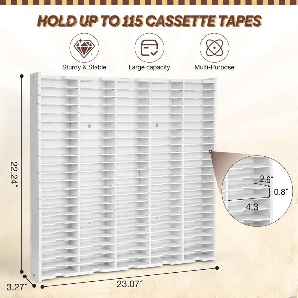 115-Slot Cassette Tape Storage Organizer Rack