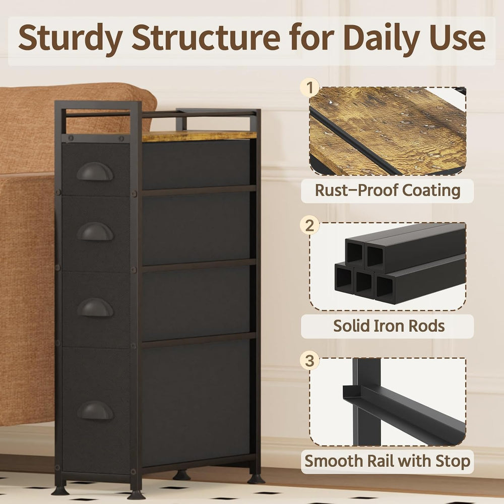 LASZOLA Narrow Cabinet Slim Storage Cart for Bathroom Small Space, Black
