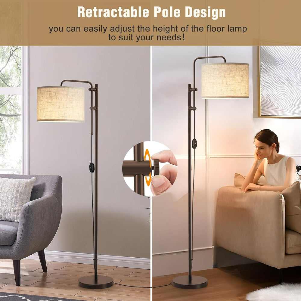 GyroVu Dimmable Floor Lamp for Living Room, Adjustable Height Standing Lamp
