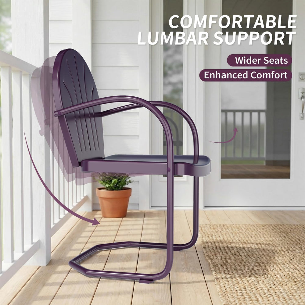 Outdoor 3-Piece Metal Bistro Set,Patio Conversation Set of 2,Purple