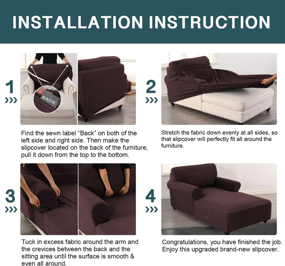 FantasDecor Chaise Lounge Cover Stretch Chair Lattice Slipcover with Armrests...