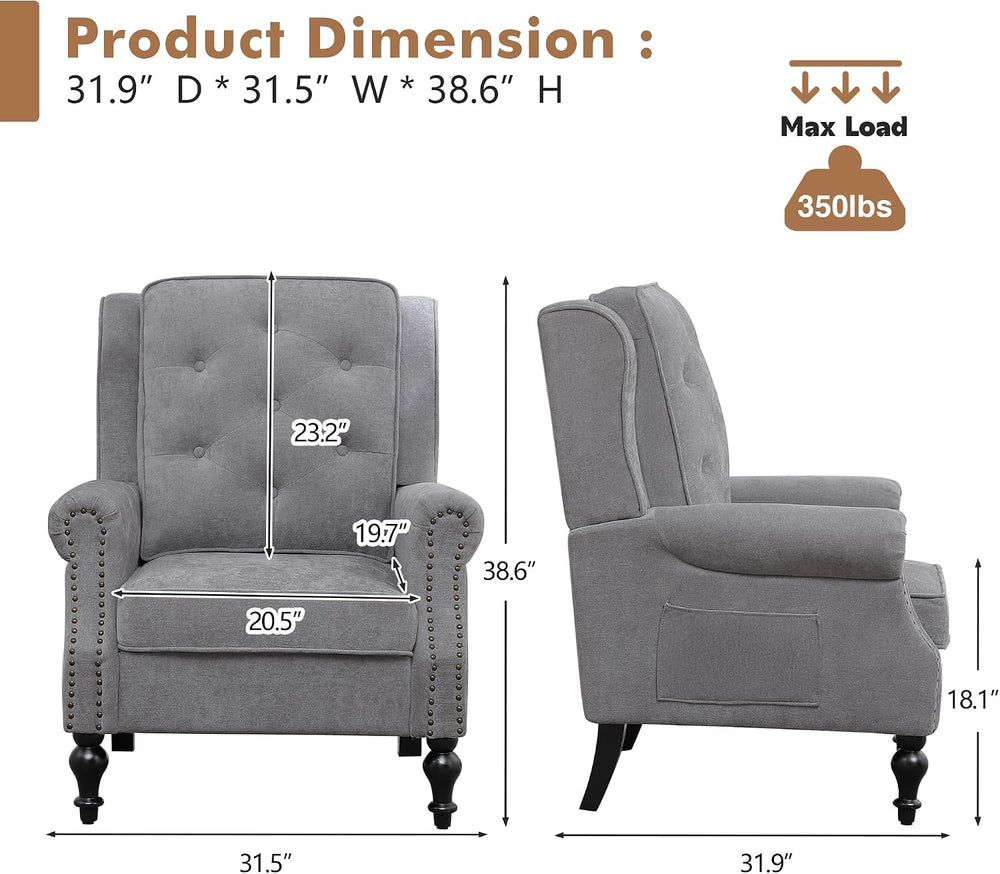 Modern Accent Chair Wingback Armchair Vintage High Back Upholstered Armchair ...