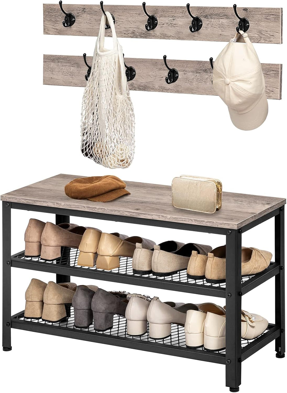 HOOBRO Hall Tree Entryway Storage Bench, Coat Rack Shoe Bench, Shoe Rack Orga...