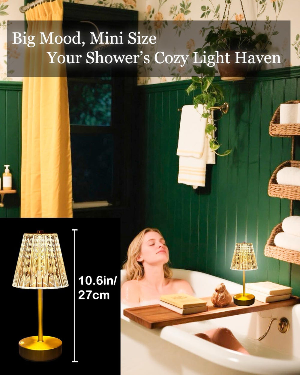 Set of 2 Rechargeable Table Lamps-Small Size Battery Powered Lamps-Cordless D...