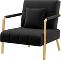 Yaheetech 30" Accent Chair Velvet Armchair with Golden Frame, Black