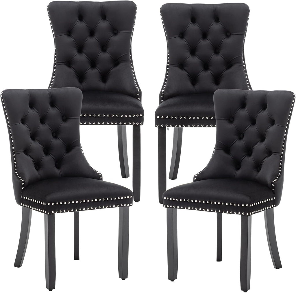 Velvet Dining Chairs, Black Dining Chairs Set of 4