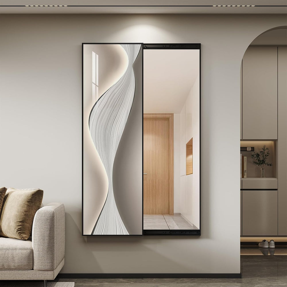 Framed Sliding Wall Mounted Full Length Mirror, Modern Full Body Mirror