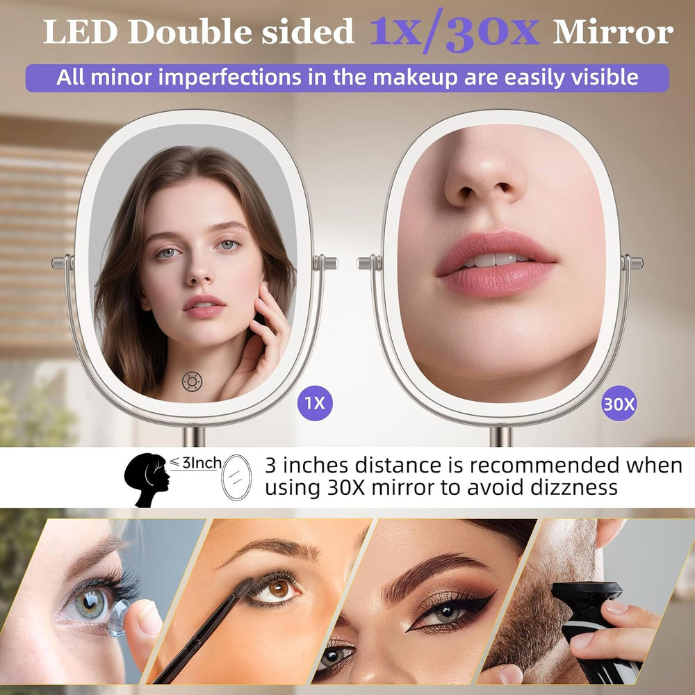 FUNTOUCH 5000mAh Rechargeable Wall Mounted Lighted Makeup Mirror,Nickel