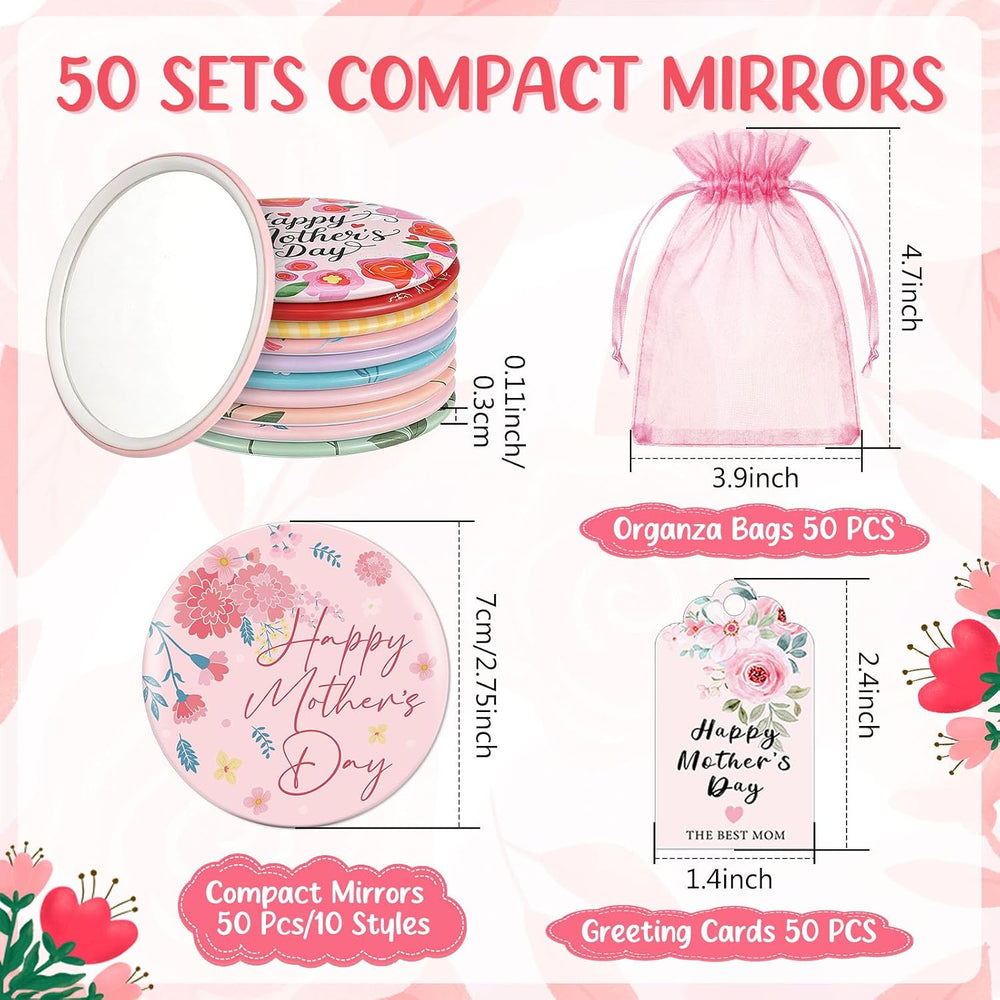 Landical 50 Sets Mother's Day Mirror Gifts Bulk Mini Compact Mirrors Smal...