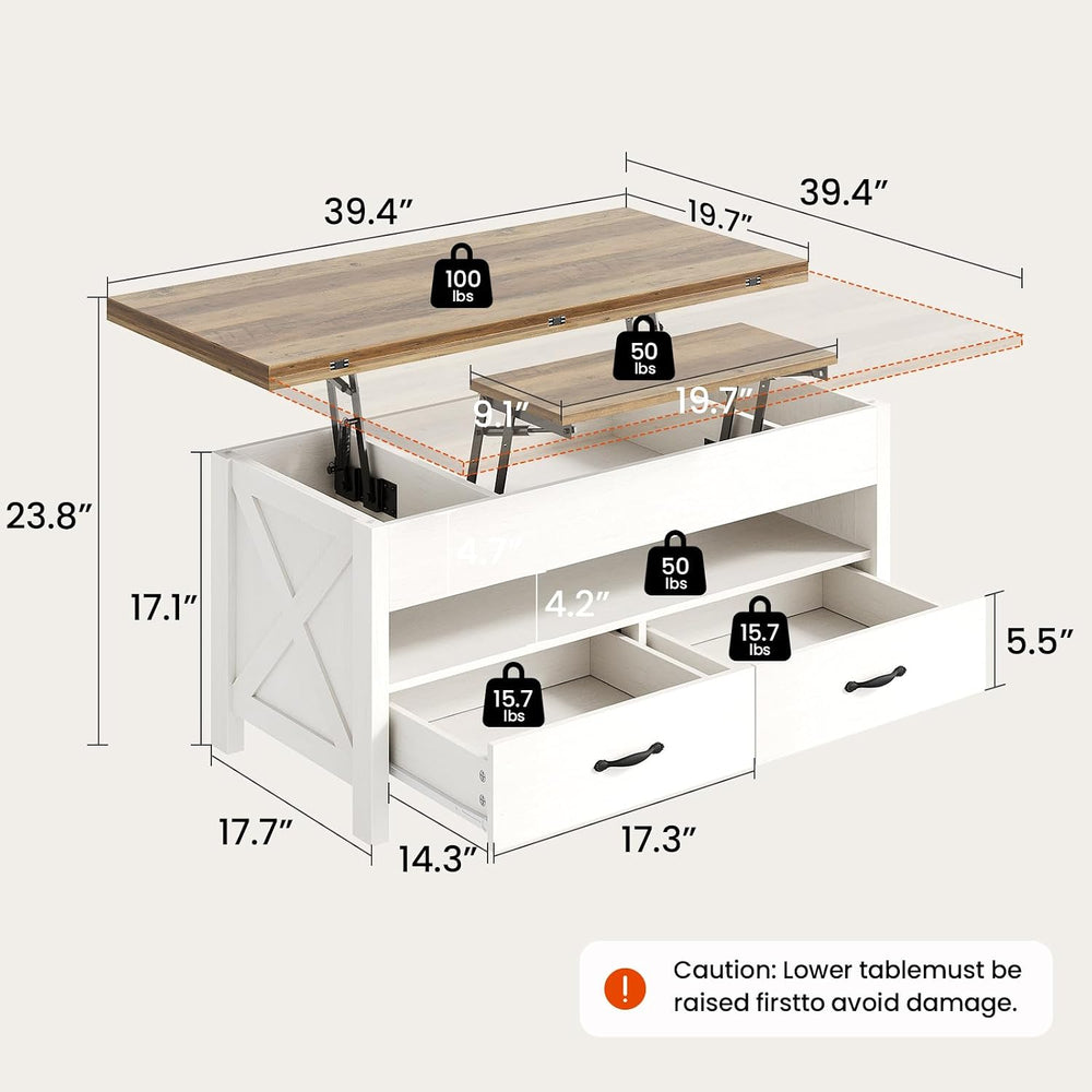 Amada Lift Top Coffee Table, 4 in 1 Convertible Coffee Table with Drawers and...