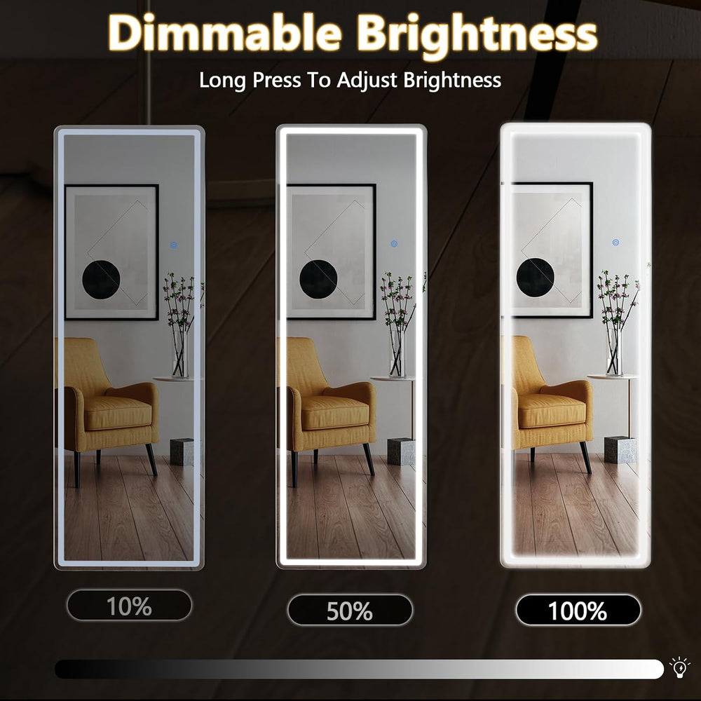 Sweetcrispy LED Full Length Floor Mirror, 65"x21" Lighted Full Body...