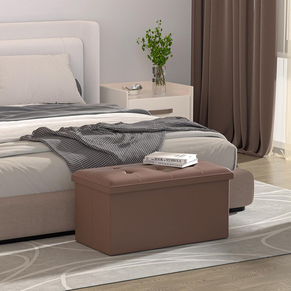 MoNiBloom 30 Inch Storage Ottoman Bench, 24 Gal. Folding Ottoman Footrest, En...